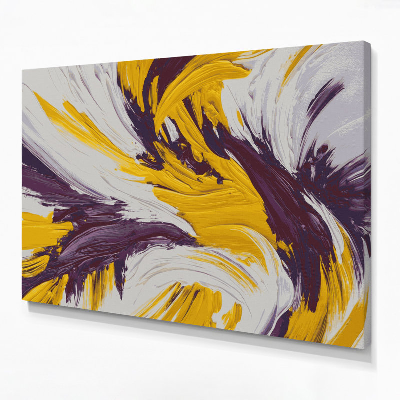 «Lyrical Abstraction 52», art mural sur toile grise, H 24 po x l 36 po