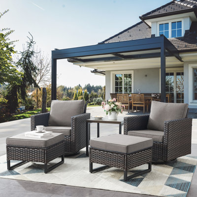 Nazime Outdoor Lounge Chair with Ottoman