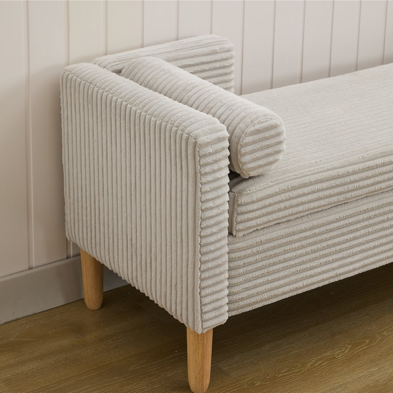 Upholstered Storage Bench, Light Gray