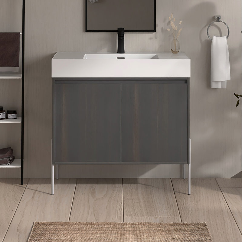 Meuble-lavabo simple 35,4 po avec plateau en résine