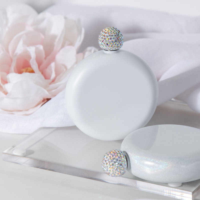 Flasque ronde avec couvercle en strass