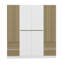 Armoire 6 portes en bois avec 4 tiroirs à l'intérieur, tablettes, rail suspendu