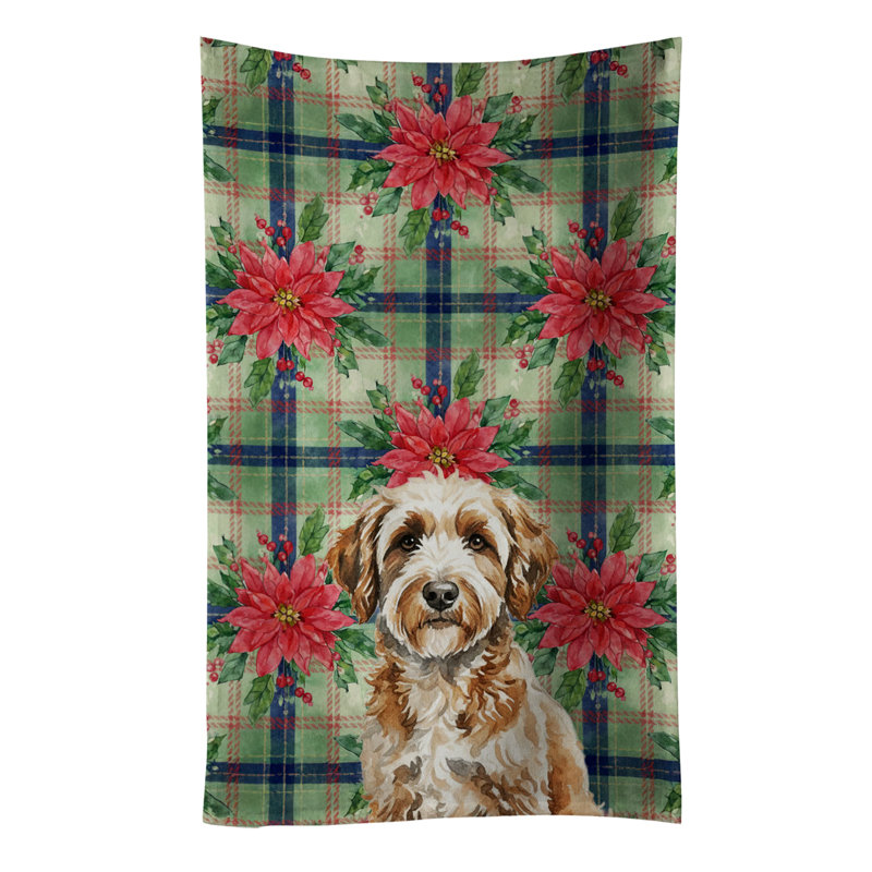 Lagotto Romagnolo Christmas PoinsettIas Kitchen Towel, Lagotto Romagnolo