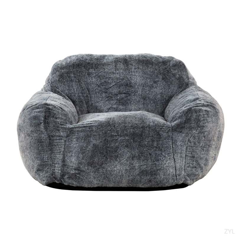 Fauteuil à billes moderne en mousse viscoélastique douce avec accoudoirs, fauteuil de salon, bleu et gris