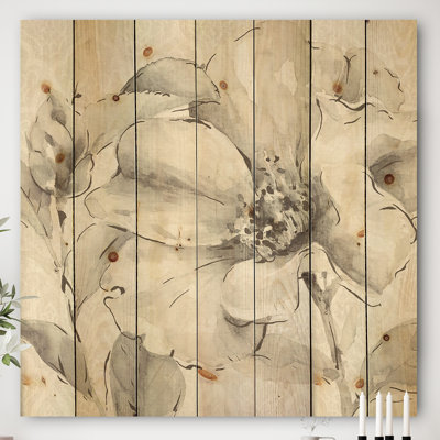 « pivoines iv », impression sur bois