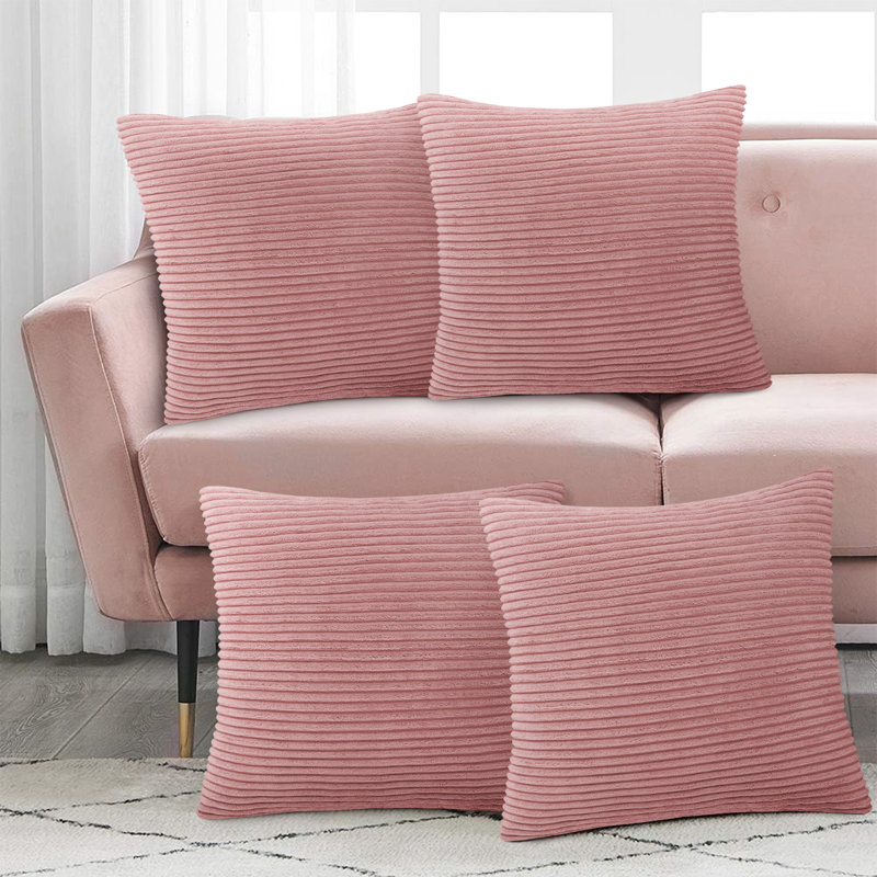 Striped Square Euro Cushion Cover, Light Pink