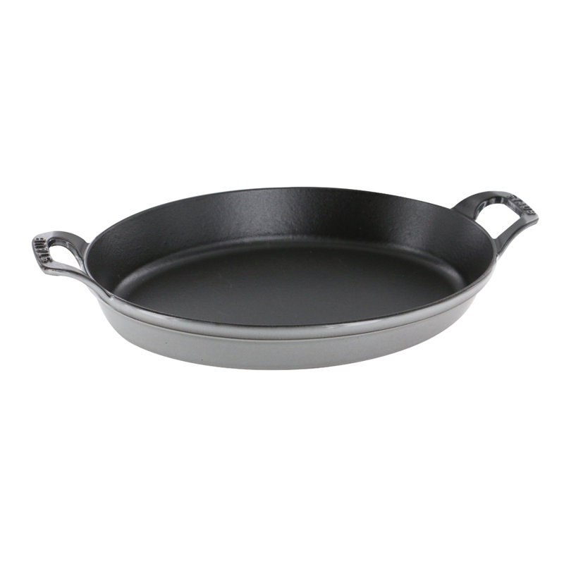Staub Cast Iron 14.5-inch X 11.2-inch Oval Baking Dish, Graphite Gray