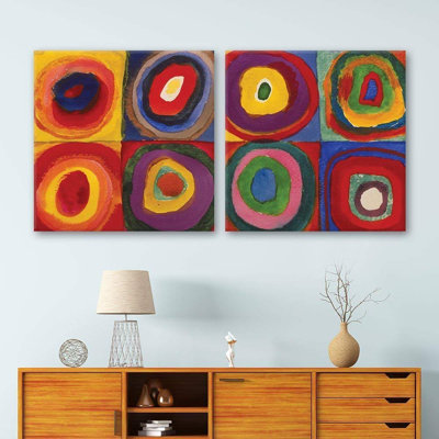 Mid Century Shape " Abstract Circles By Kandinsky " by Wassily Kandinsky 2 - Pieces