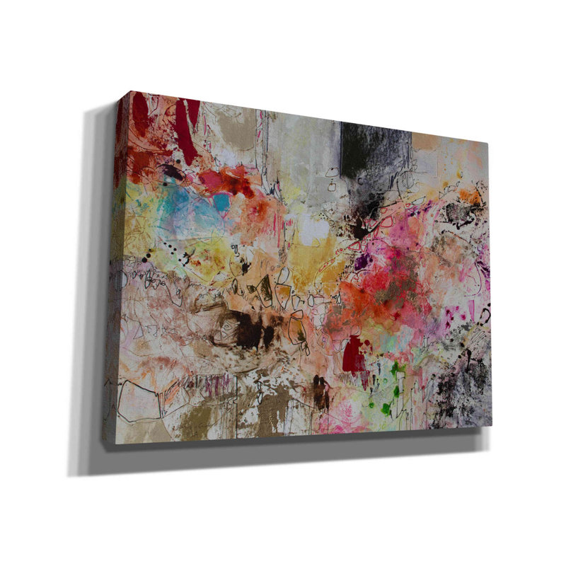 «Flow Red 9» par Jennifer Gardner - peinture sur toile tendue, H 12 po x l 16 po x P 0,75 po