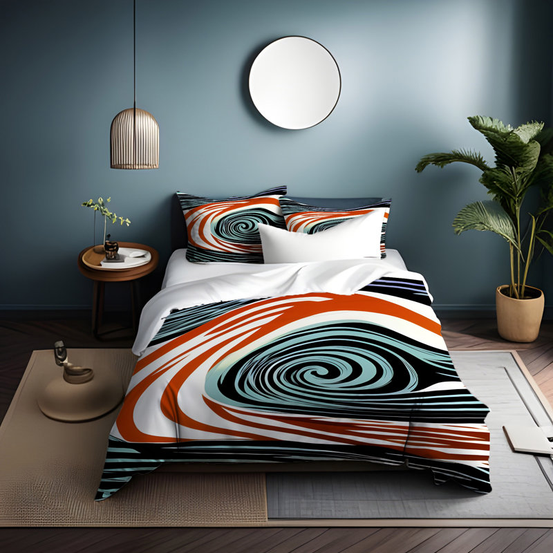 Polyester Abstract Duvet Cover, King Duvet Cover + 2 King Shams