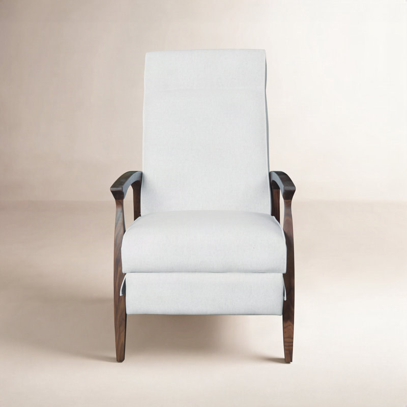 Piedmont Upholstered Recliner, Beige, Walnut Wood