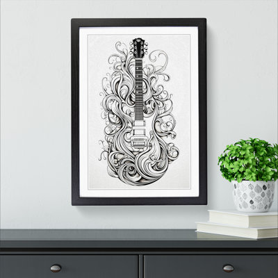 Guitar Line No.2 - Single Picture Frame Print on Wood