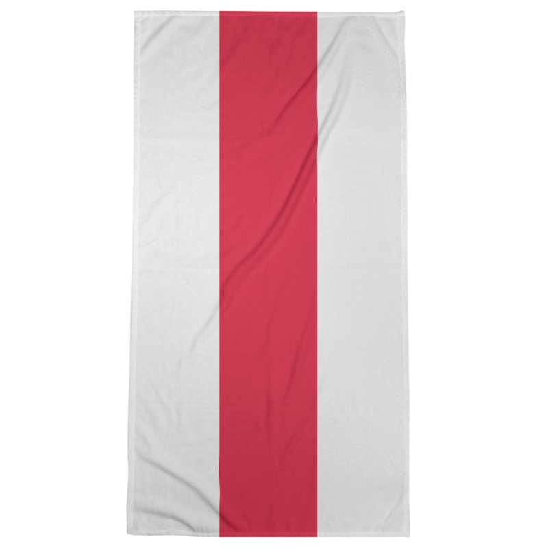 Cotton Blend Beach Towel, Off White/Red