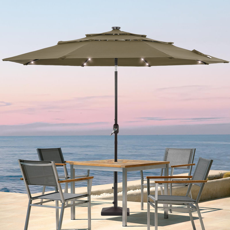 Parasol de marché lumineux 120,1 po Rudalph, Taupe