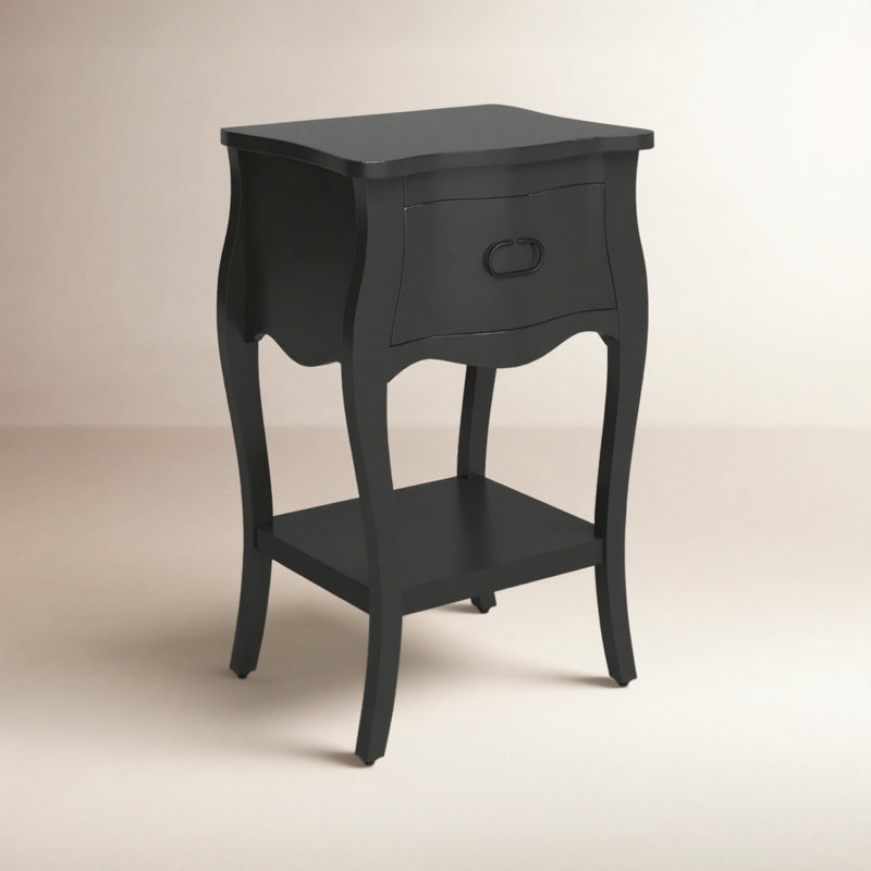 Rochelle 1 Drawer Nightstand, Black
