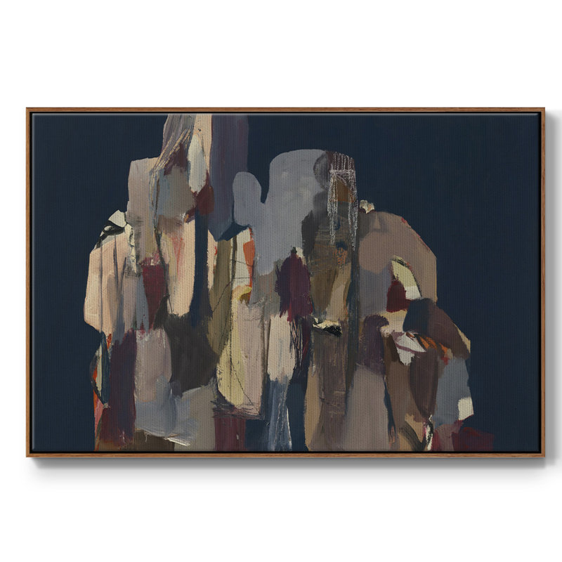 Dezmand " Untitled ", Walnut Framed Canvas, 41" H x 27" W x 2" D