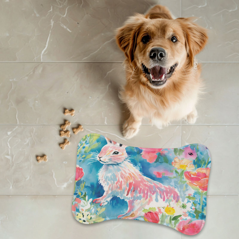 Tapis à motif floral en forme d'os 1 pièce