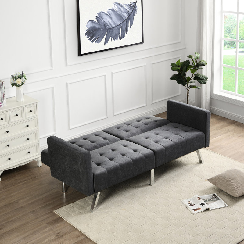 Lit convertible gris foncé pour les petits espaces avec rembourrage confortable