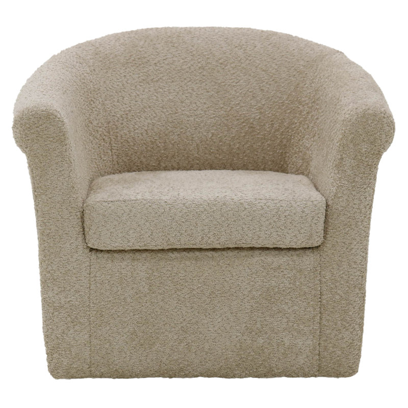 Anstett Upholstered Swivel Barrel Chair, Cream Polyester Blend