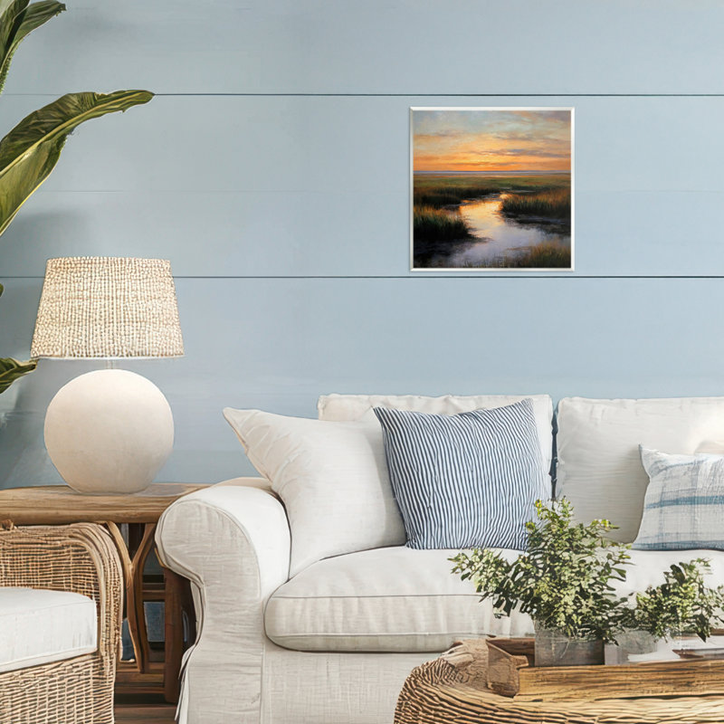Plaque murale Warm Marshland Sunset, design par Petal Prints Design