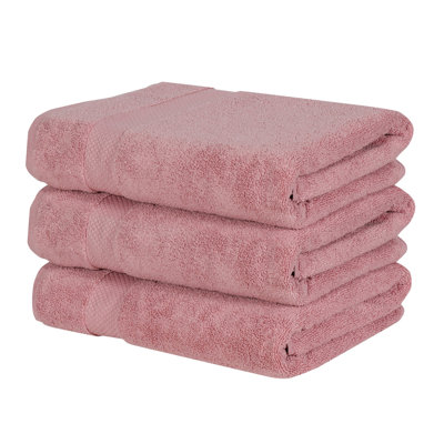 Ensemble de serviettes de bain 100% coton Splash Splash, serviettes de bain à séchage rapide ultra doux 550 g / m² pour spa et usage quotidien, certifié OEKO-TEX, paquet de 3, rose