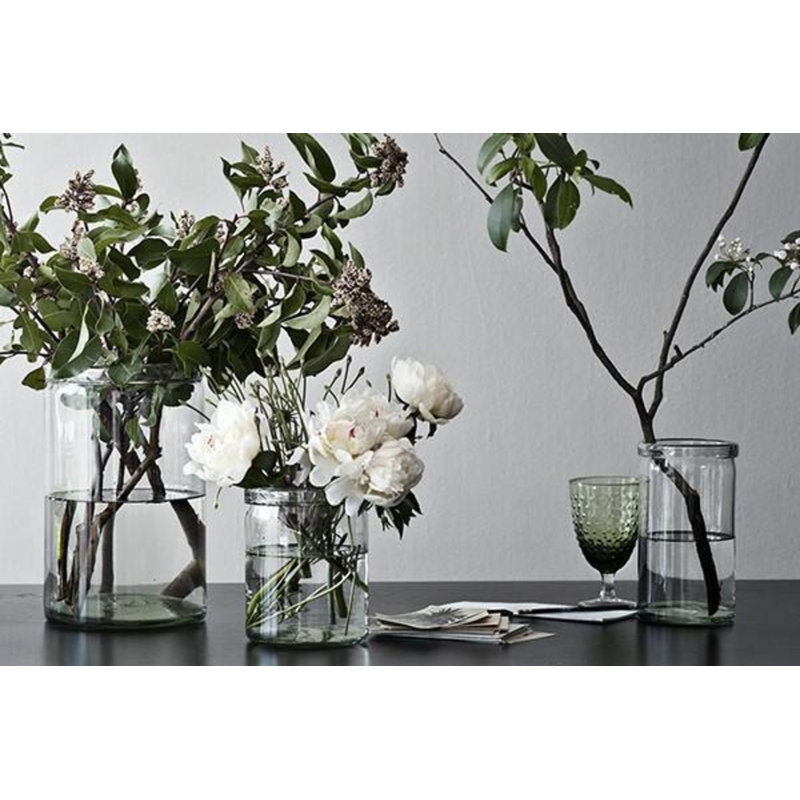 Vase de table en verre recyclé, H 9 po x l 5 po x P 5 po