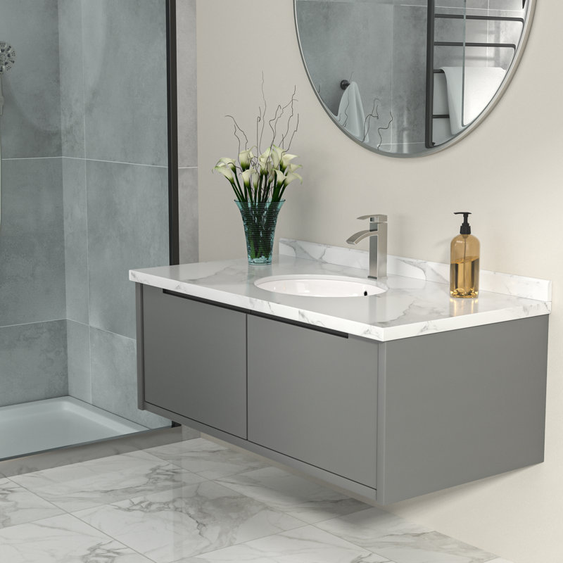 Lavabo de salle de bain encastrable ovale en céramique blanche avec trop-plein L 19 po x l 16 po