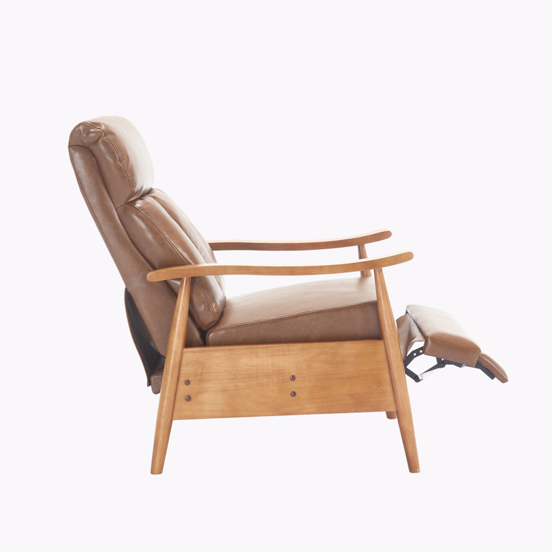 Wood Frame Manual Recliner Chair, Light Brown