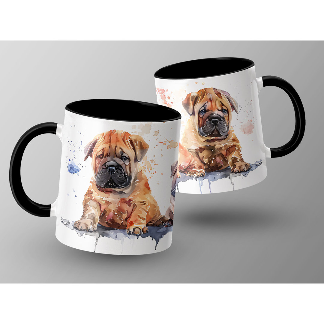 Watercolor Shar Pei Puppies Design 11oz Coffee Mug