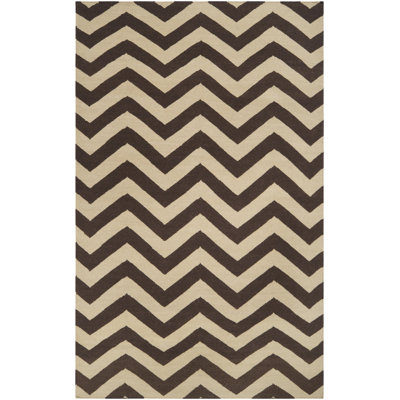 Tapis brun en laine tissé à la main Asencio