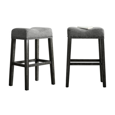 29 po. Tabourets de bar avec siège à selle, gris. Fabriqué en bois véritable avec aspect vieilli. Revêtu de gris. Moderne pour usage résidentiel. De l 2. 18 po x P 13 po x H 29 po. Assemblage requis - gris - 29 po