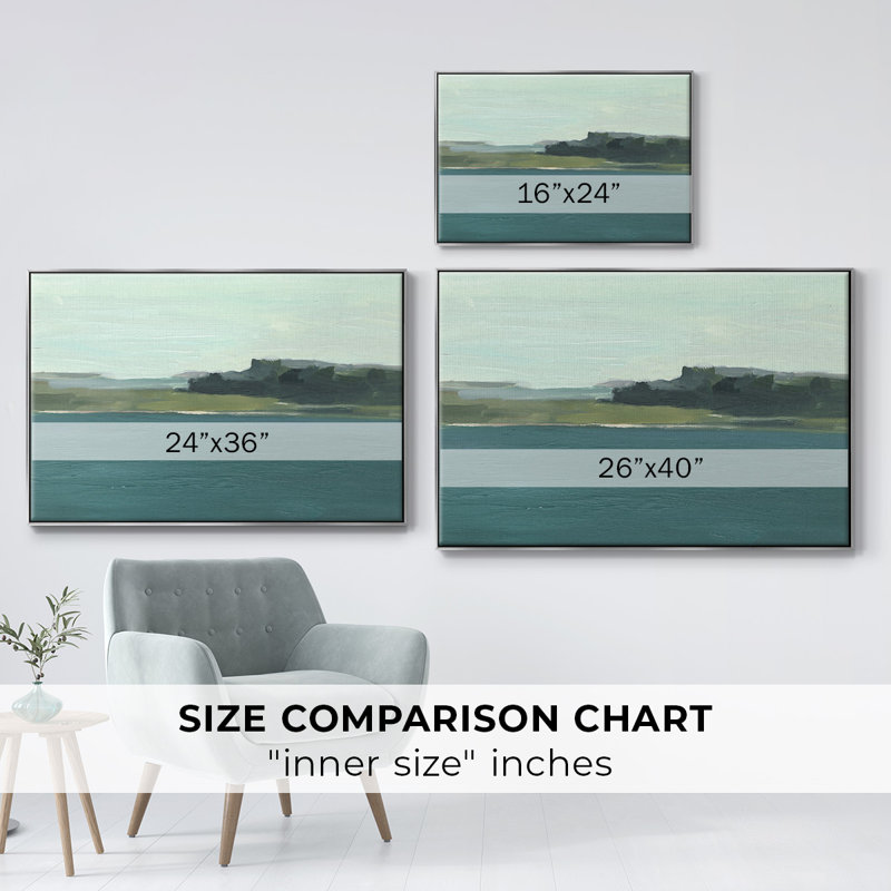 Calming Lake View II, reproduction d'art sur toile, H 27 po x l 41 po x P 2 po, Argent