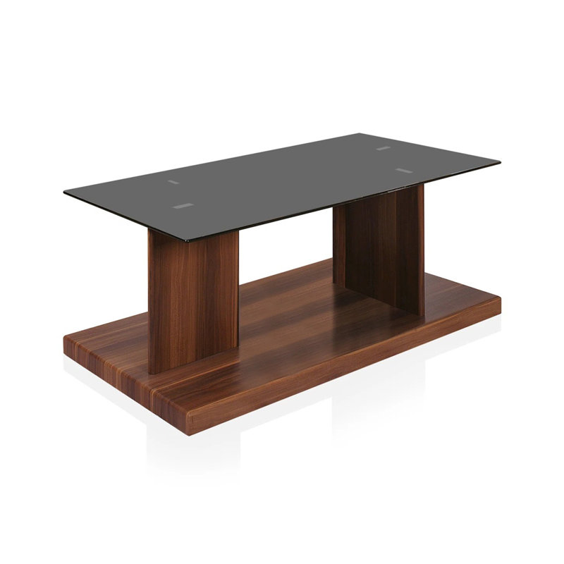 Table basse contemporaine de 46,6 po, noir / noyer foncé, Brun