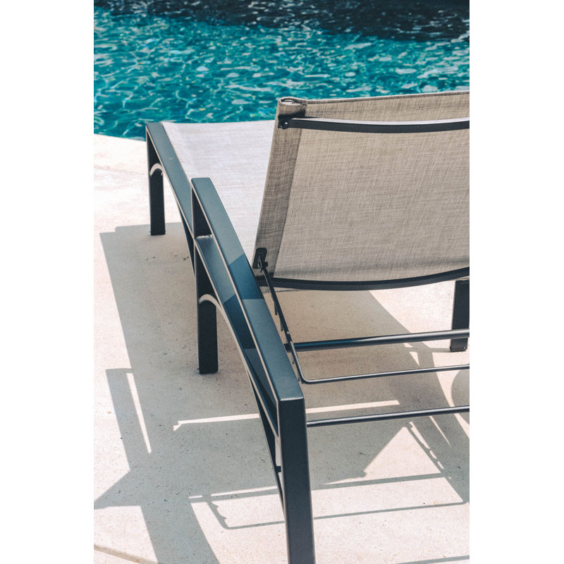 Arc Outdoor Chaise Lounge, Carbon Black, Augustine Fennel