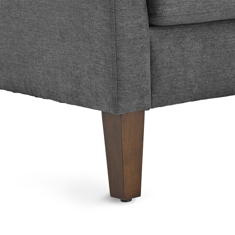 Fauteuil rembourré avec pieds en bois massif (lot de 2), Gris foncé