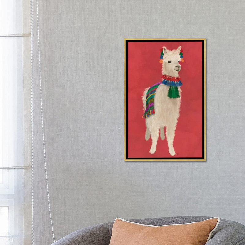 «Llama Traditional 1, Full» par Fab Funky - impression d'art graphique, Aucun mat, H 26 po x l 18 po x 1,5 po
