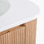 Meuble-lavabo mural de 24 po avec lavabo au design incurvé, finition en bois texturé ondulé, marbre de culture intégré intégré, meuble-lavabo flottant moderne pré-assemblé avec tiroir à fermeture en douceur-390780316