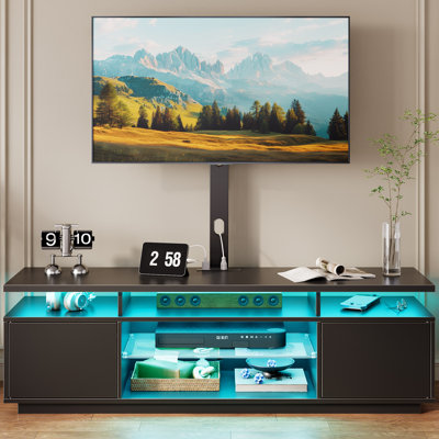 Kappenne Adjustable TV Stand for TVs up to 70" with 2 Storage Cabinets and RGB LED Lights