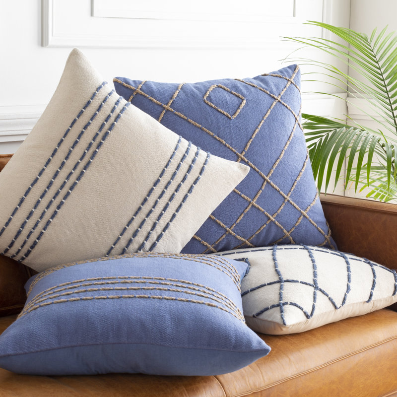 Irvington Texture Cotton Striped Throw Pillow, Pillow Cover Only, Cream/Khaki, 20" x 20"