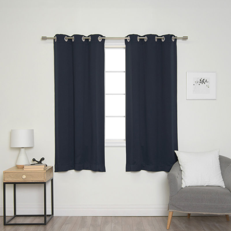 Lympsham Blackout Curtain Panel Pair, Navy, 40" W x 63" L