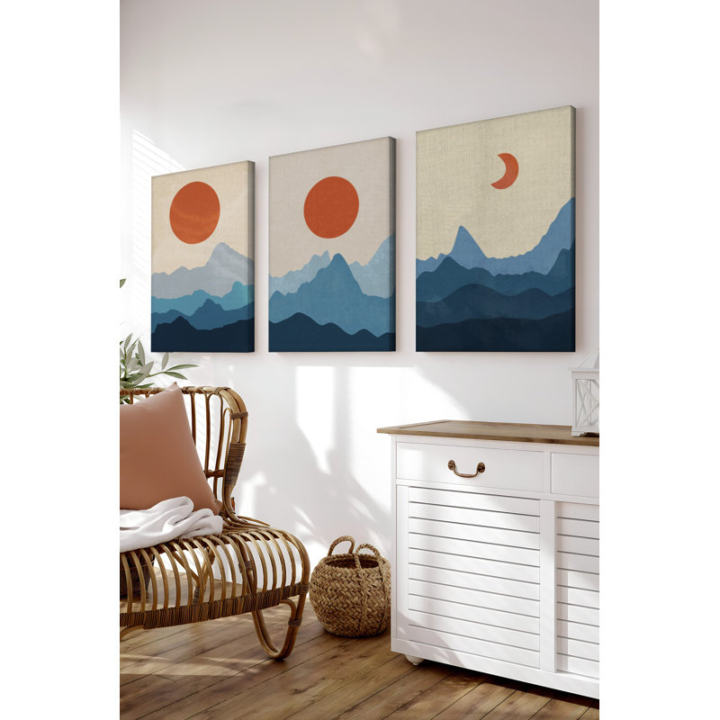 Superbe ensemble de peinture sur toile décorative (3 pièces), 11,8 x 15,7 pouces chacune | 100% toile, épaisseur: 1,2 po | Parfait pour le salon, la chambre à coucher ou le bureau, les couleurs vives et le design élégant