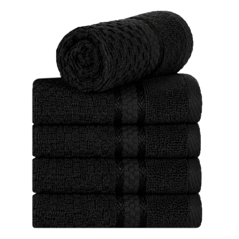 Collection de serviettes texturées 100% coton Mulaayam, Noir, noir, noir, noir