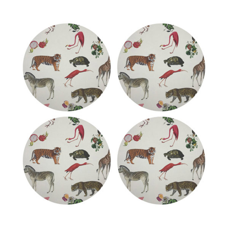 Exotix Natural Vegan Leather Round Coasters, Natural