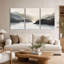 «Misty Mountain River with Pine Trees», ensemble de 3 toiles murales-440855650