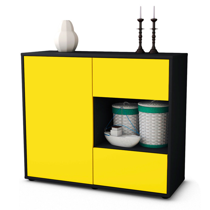 Quebec 92cm Sideboard, Charcoal/Yellow