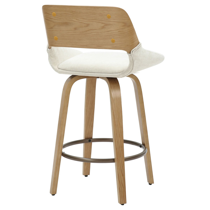 Tabouret de comptoir pivotant de 26 po en tissu beige et naturel Platt, Beige / Naturel