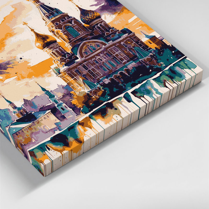 Art urbain sur toile Beige, villes de l'Ukraine, H 20 po x l 24 po