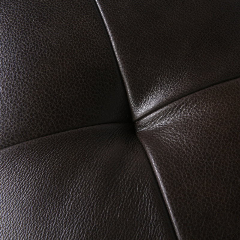 Modern Sofa Mid-Century Tufted Leather Sofa, Espresso