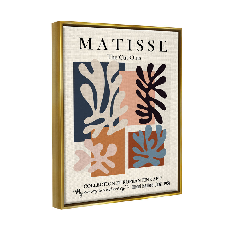 "Matisse Traditional Jazz", art mural sur toile par Ros Ruseva, H 21 po x l 17 po x P 1,7 po, Cadre flottant métallique doré