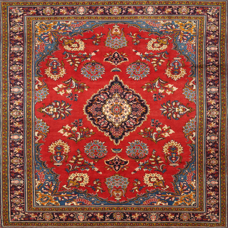 Tapis oriental gris clair Shamas, Rond 8 pi